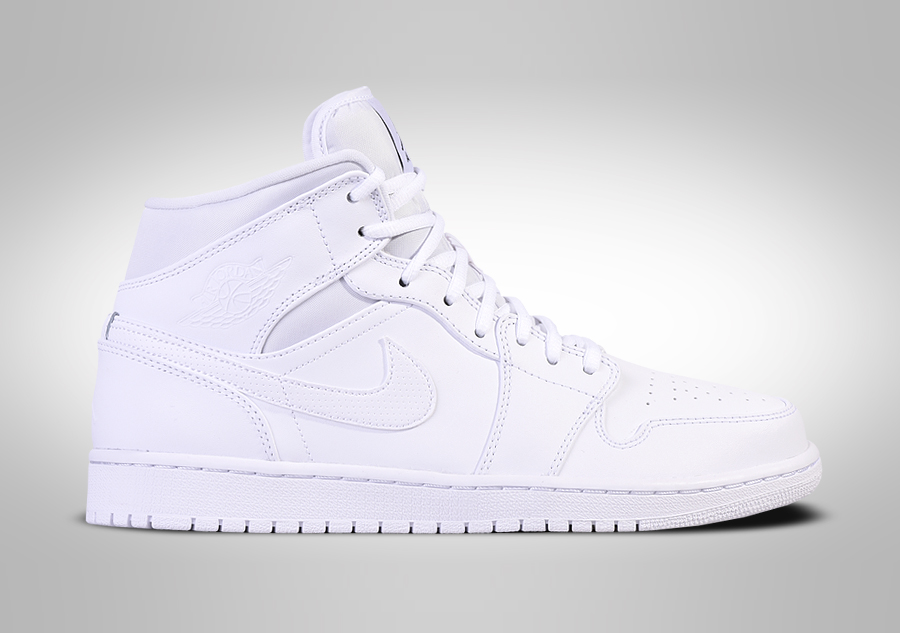NIKE AIR JORDAN 1 RETRO MID TRIPLE WHITE BG SMALLER SIZE