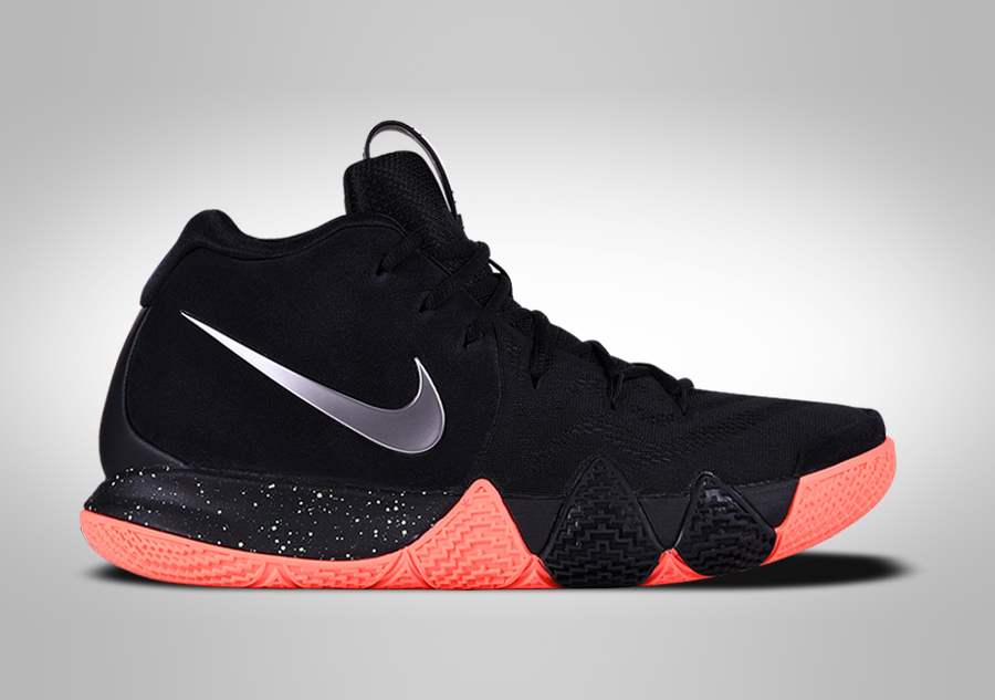 kyrie 4s black and orange
