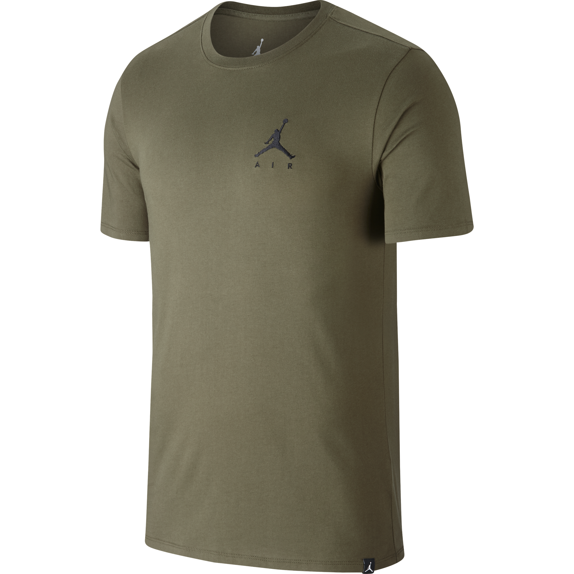 NIKE AIR JORDAN SPORTSWEAR JUMPMAN AIR EMBROIDERED TEE OLIVE CANVAS