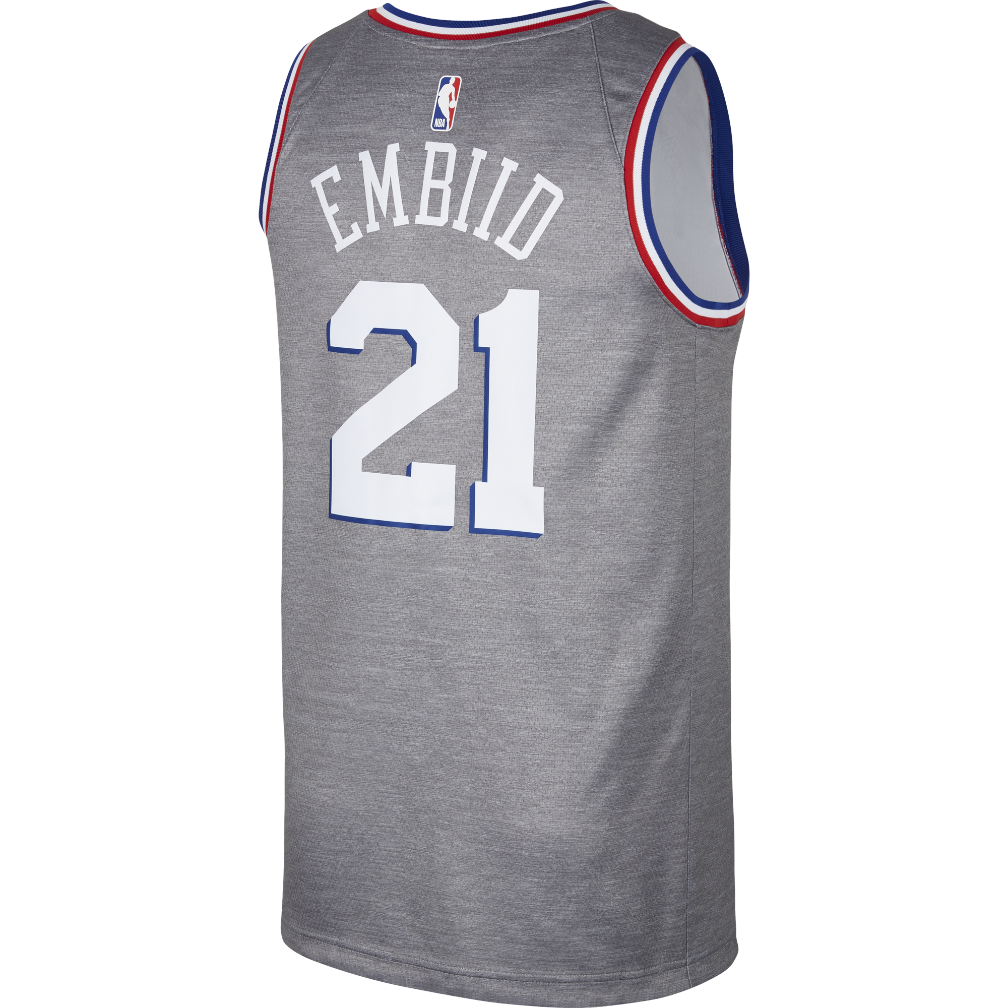 NIKE NBA PHILADELPHIA 76ERS JOEL EMBIID SWINGMAN JERSEY DARK GREY HEATHER pour 85 00 kicksmaniac