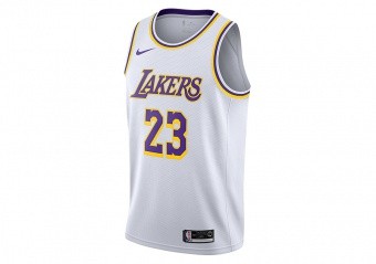 NIKE NBA LOS ANGELES LAKERS LEBRON JAMES SWINGMAN HOME JERSEY WHITE