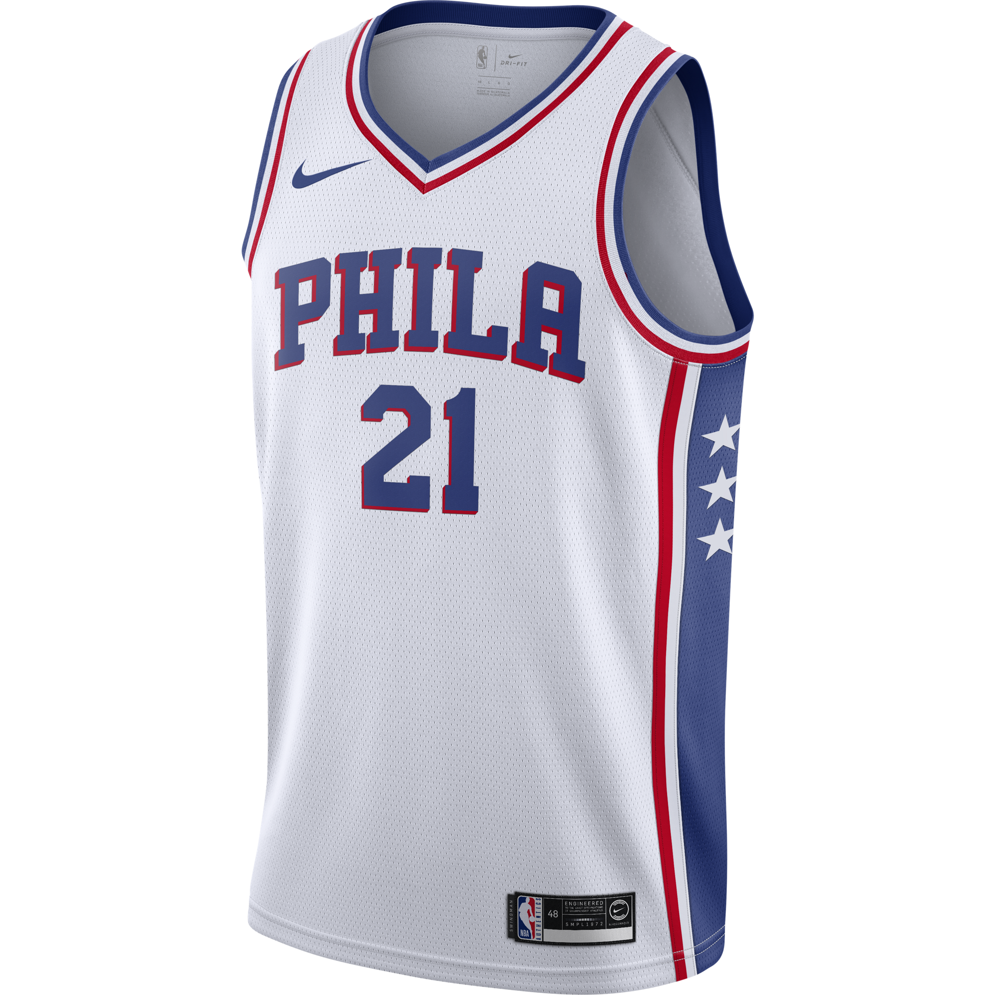 NIKE NBA PHILADELPHIA 76ERS JOEL EMBIID SWINGMAN HOME JERSEY WHITE