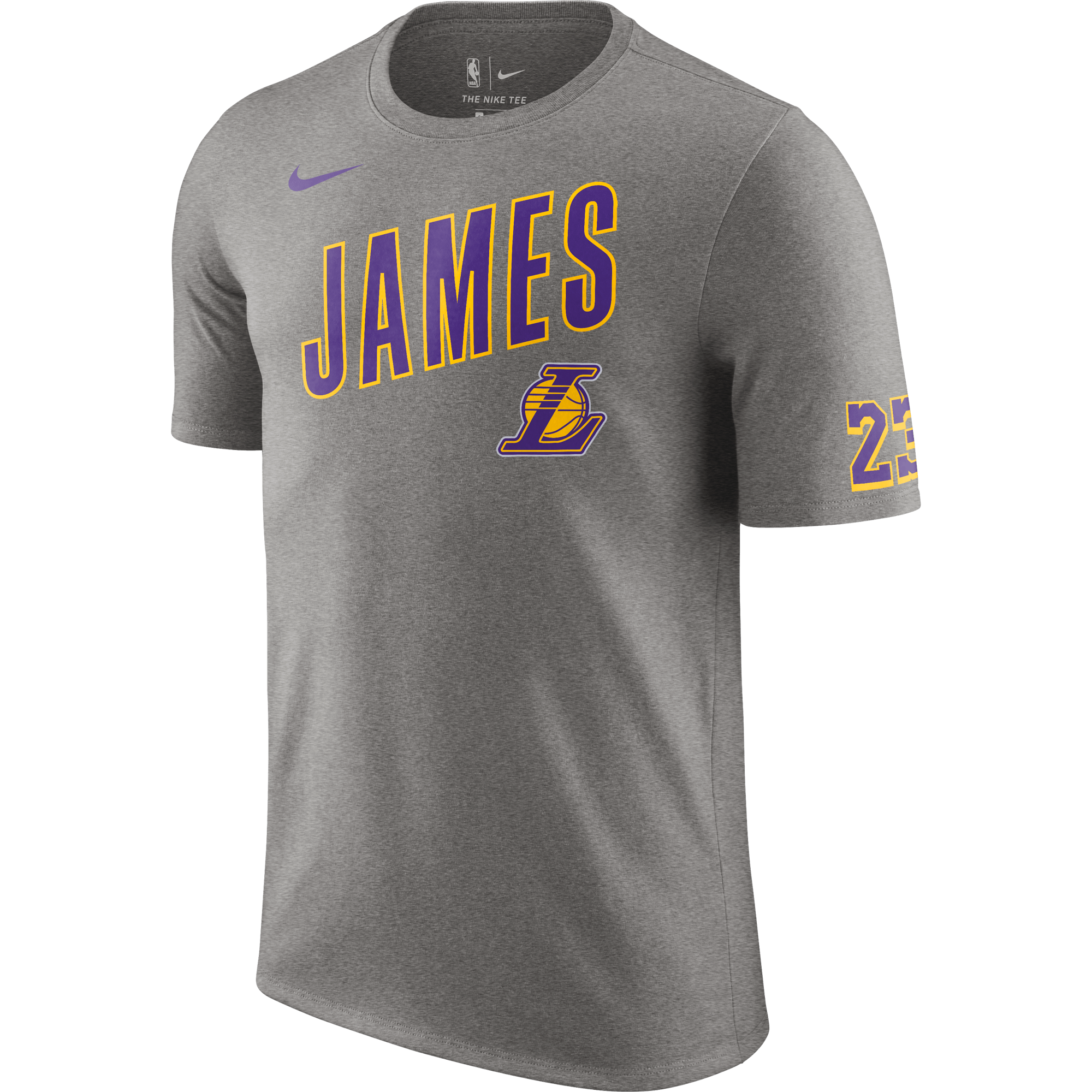 NIKE NBA LOS ANGELES LAKERS LEBRON JAMES DRY TEE DARK GREY HEATHER