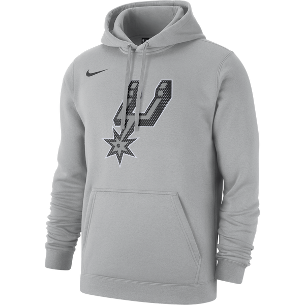 NIKE NBA SAN ANTONIO SPURS CLUB LOGO FLEECE PULLOVER HOODIE FLIGHT SILVER