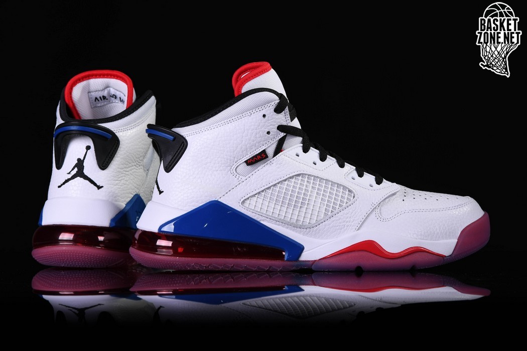 jordans blue white and red
