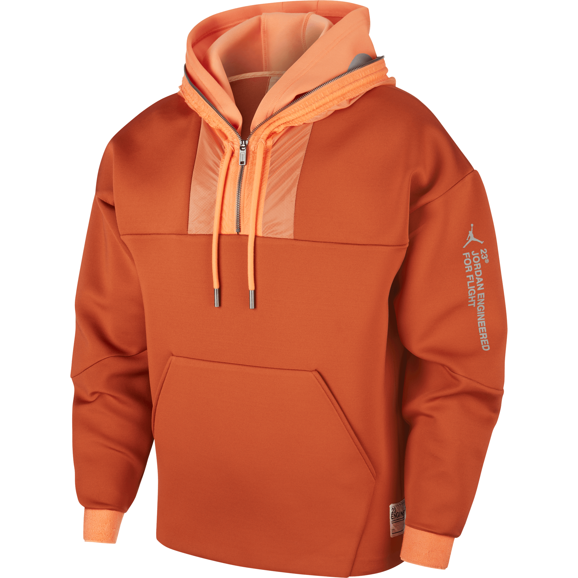 NIKE AIR JORDAN 23 ENGINEERED 1/2 ZIP PULLOVER HOODIE DARK RUSSET