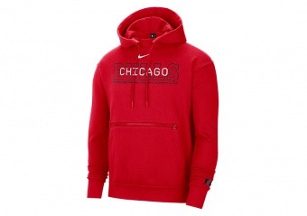 NIKE NBA CHICAGO BULLS COURTSIDE PULLOVER HOODIE UNIVERSITY RED