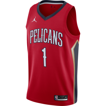 NIKE NBA NEW ORLEANS PELICANS ZION WILLIAMSON STATEMENT EDITION SWINGMAN JERSEY UNIVERSITY RED