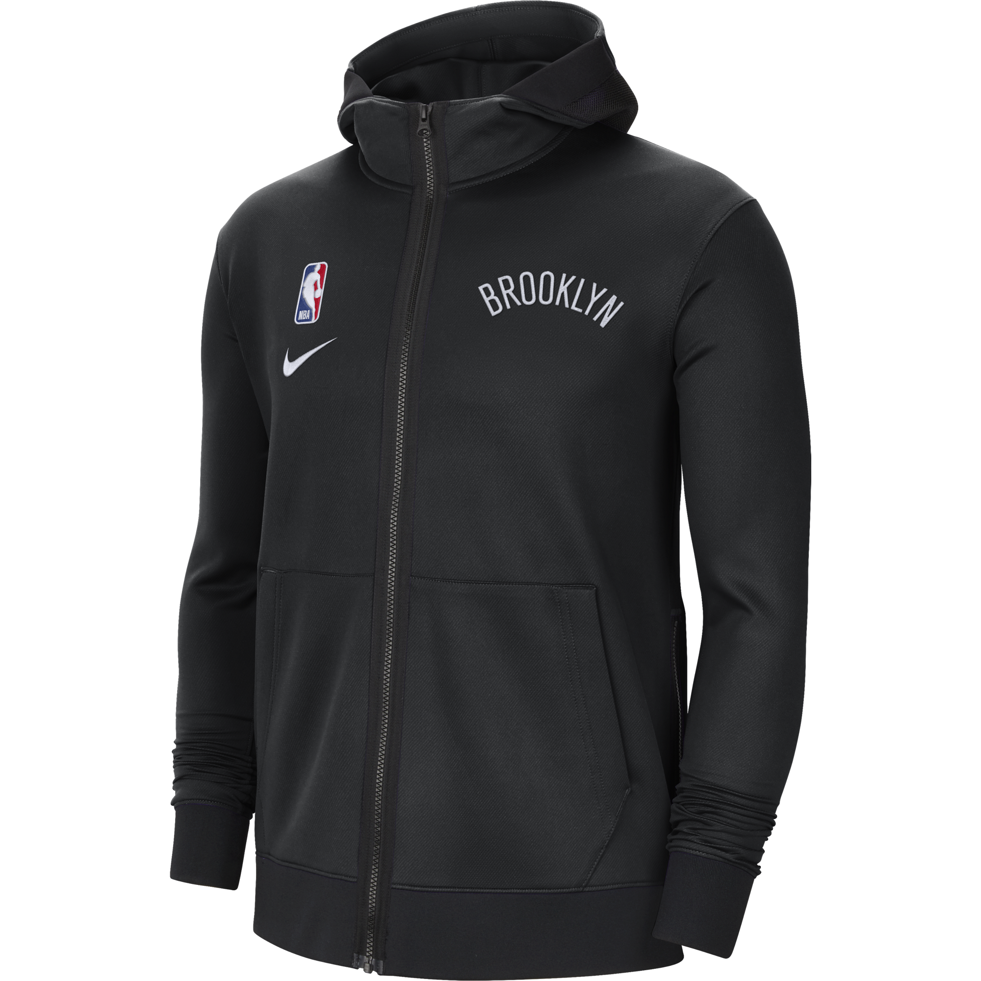 NIKE NBA BROOKLYN NETS SHOWTIME THERMA FLEX HOODIE BLACK