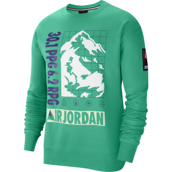 NIKE AIR JORDAN WINTER UTILITY MOUNTAINSIDE FLEECE CREW NEPTUNE GREEN