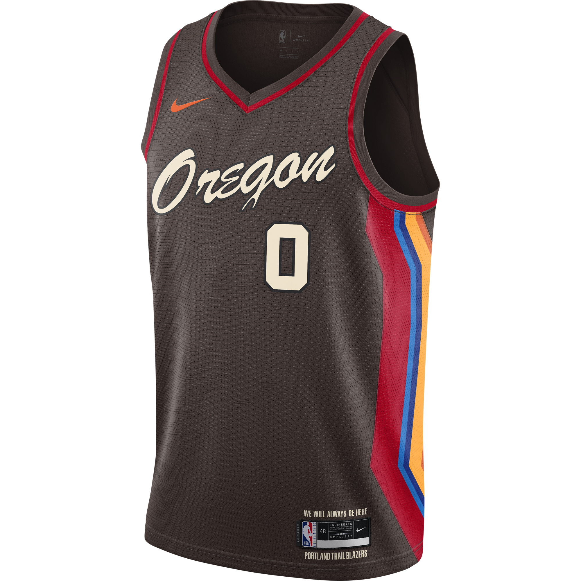 NIKE NBA PORTLAND TRAIL BLAZERS DAMIAN LILLARD CITY EDITION SWINGMAN JERSEY DARK CINDER