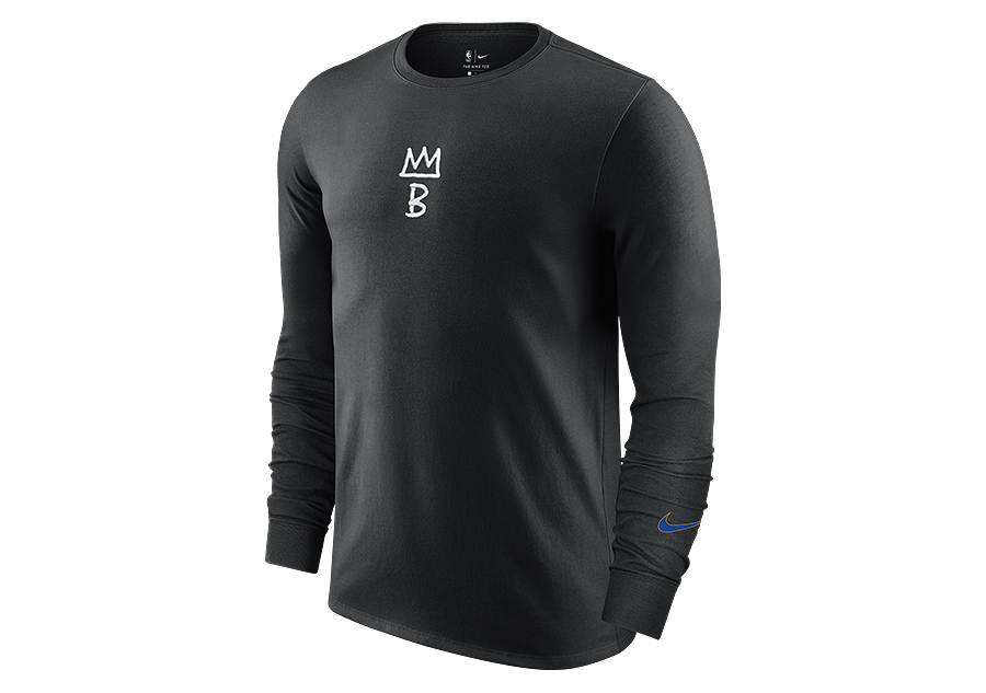NIKE NBA BROOKLYN NETS COURTSIDE CITY EDITION LONG SLEEVE TEE BLACK