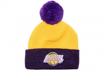 MITCHELL & NESS TWO TONE POM BEANIE HWC LOS ANGELES LAKERS
