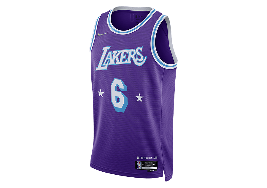 NIKE NBA LOS ANGELES LAKERS LEBRON JAMES CITY EDITION 2021 SWINGMAN JERSEY FIELD PURPLE